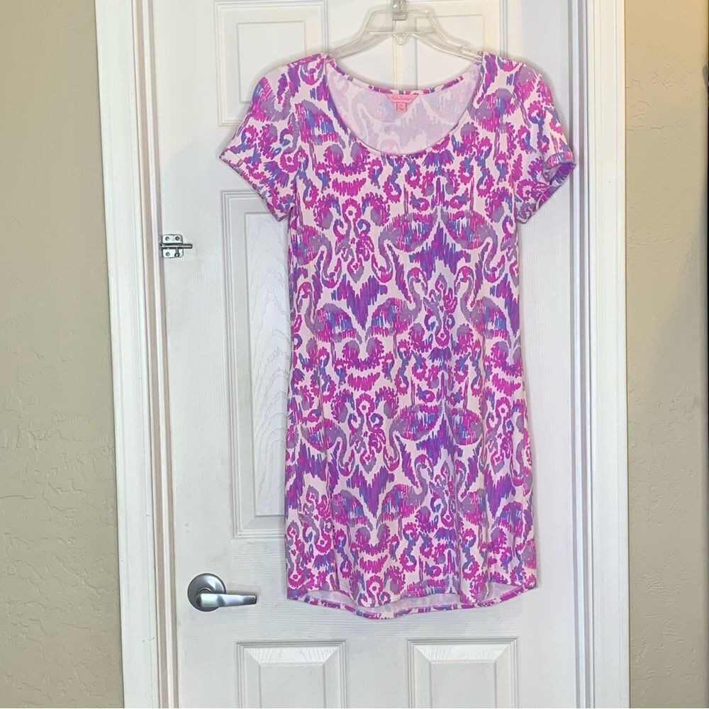Lilly Pulitzer Tammy Dress Amethyst Beach Bathers Flamingo Size Medium - Picture 8 of 9
